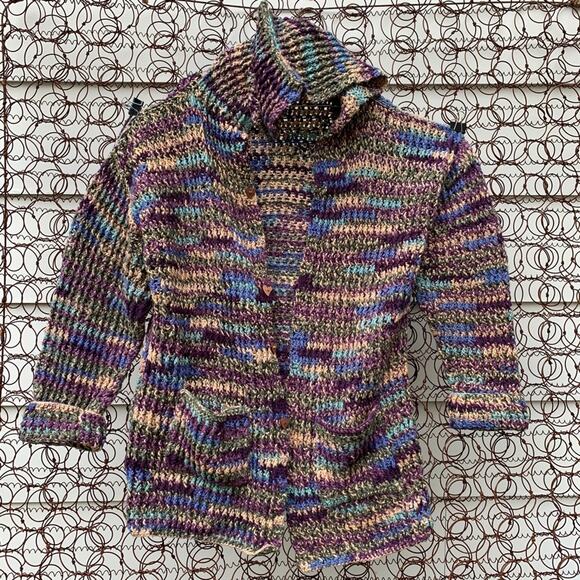 Vintage handmade oversize knit cardigan sweater cozy - Picture 2 of 7